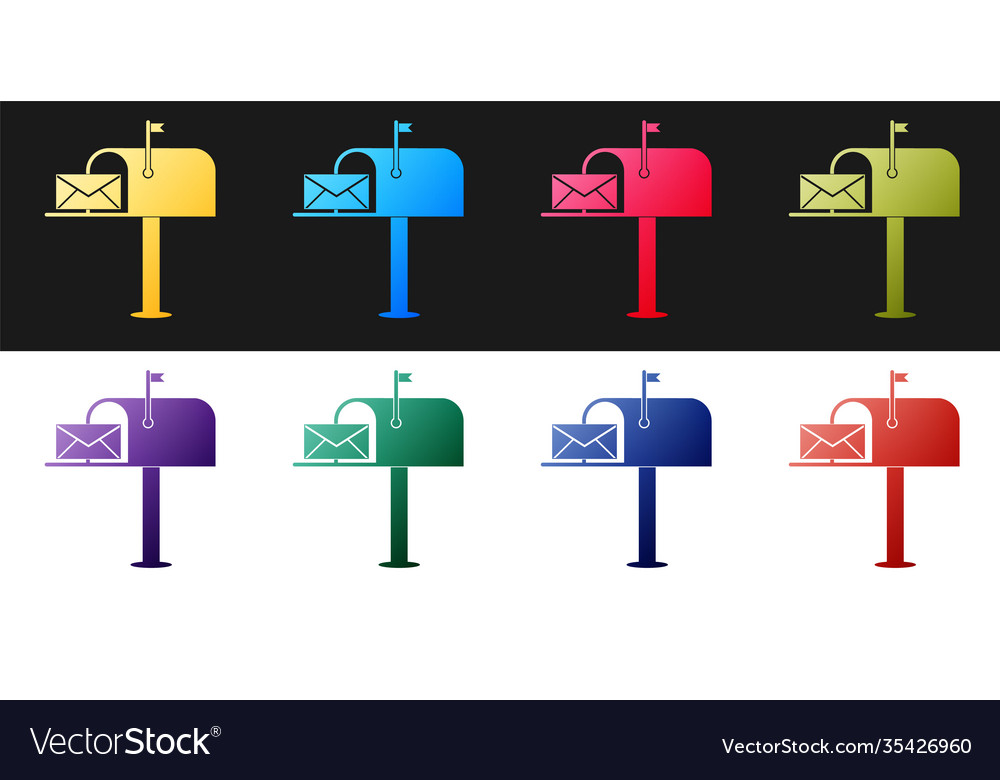 Set open mail box with an envelope icon isolated vector image Set open mail box with an envelope icon isolated