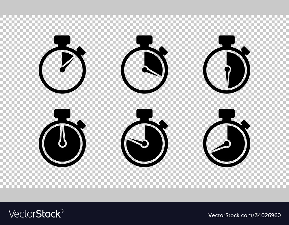 Timer isolated icon set on transparent background vector image Timer isolated icon set on transparent background