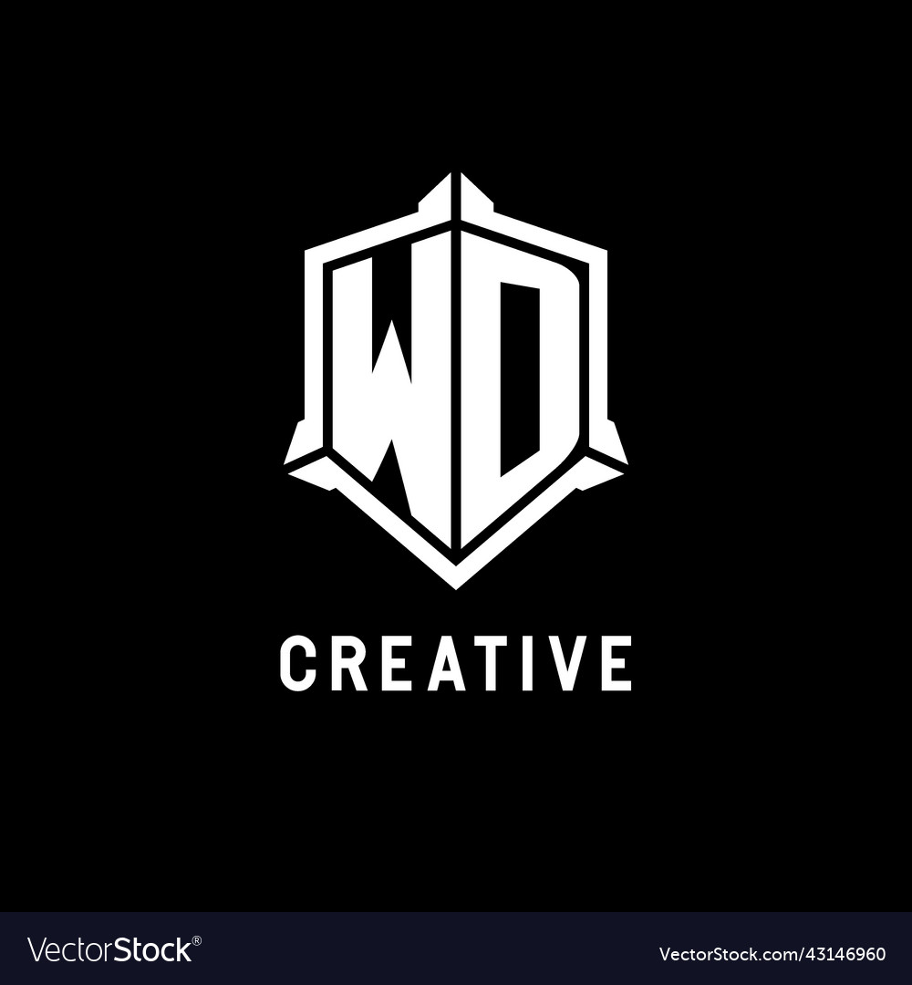 Wd logo initial with shield shape design style vector image Wd logo initial with shield shape design style