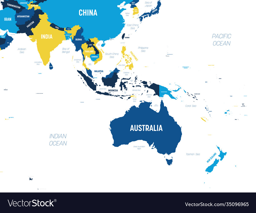 Australien und Südostasien Karte - braun orange