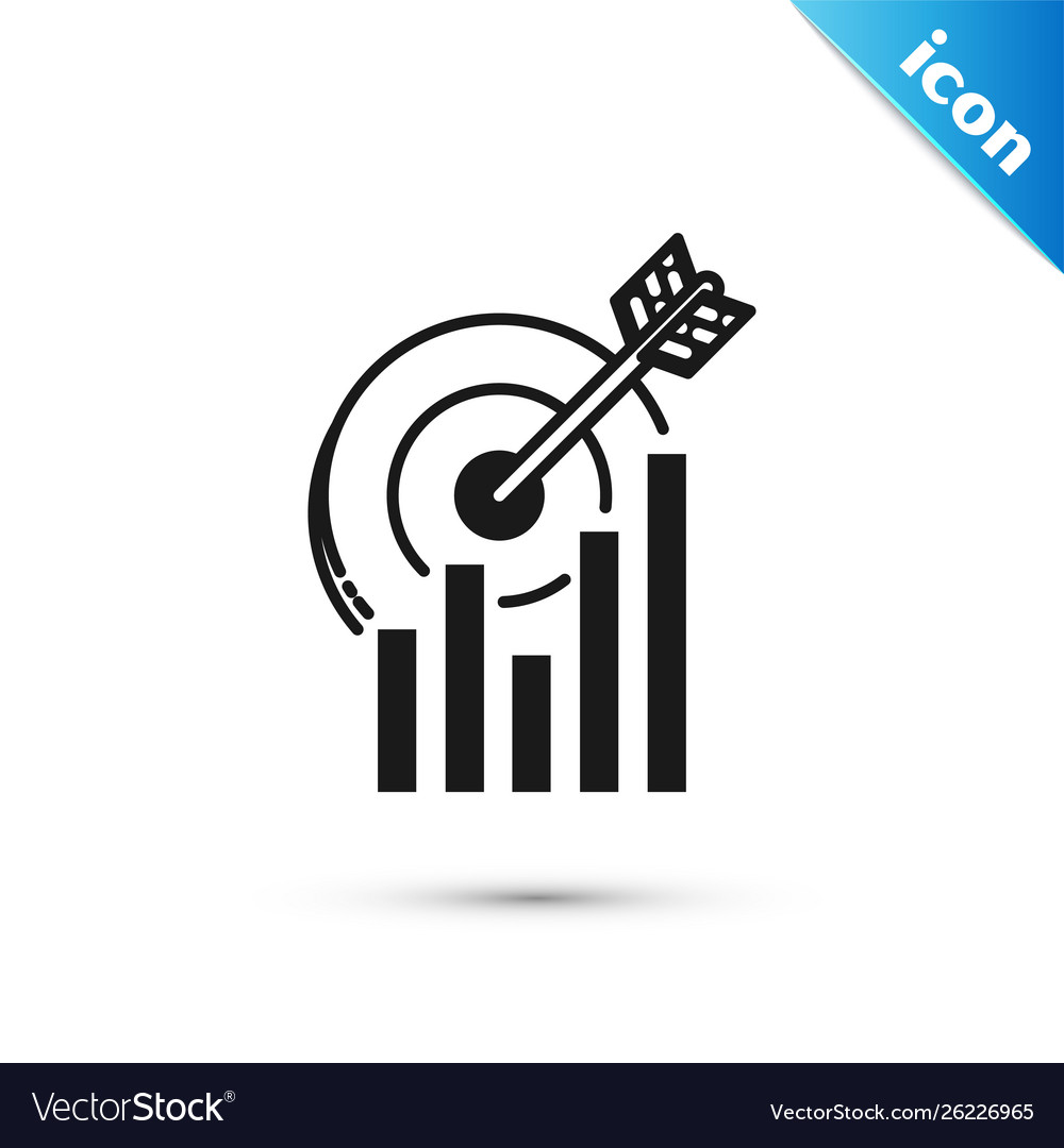 Black target with graph chart icon isolated Vector Image Black target with graph chart icon isolated