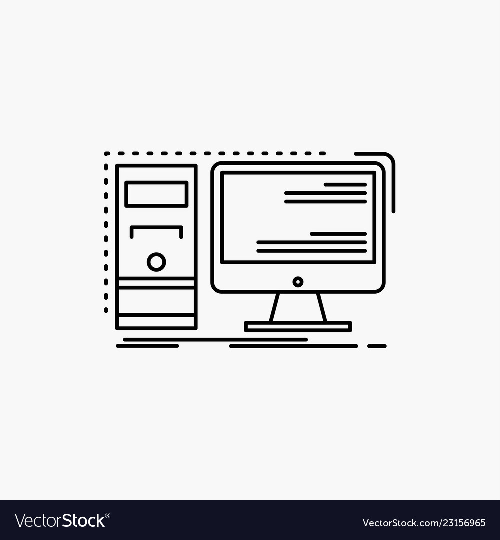 Computer desktop hardware workstation system line vector image Computer desktop hardware workstation system line
