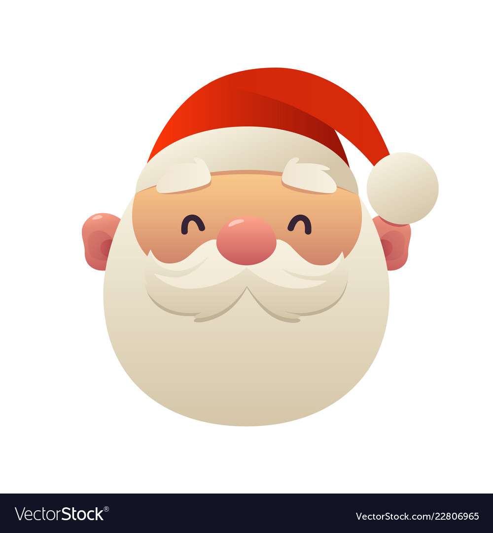 Cute cartoon santa claus head on white background Vector Image