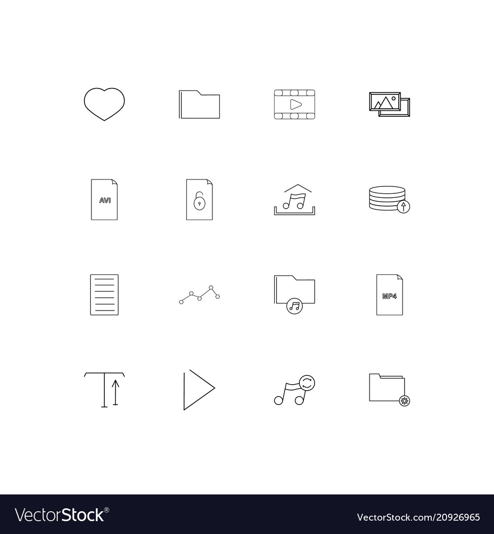 Files and folders sign linear thin icons set