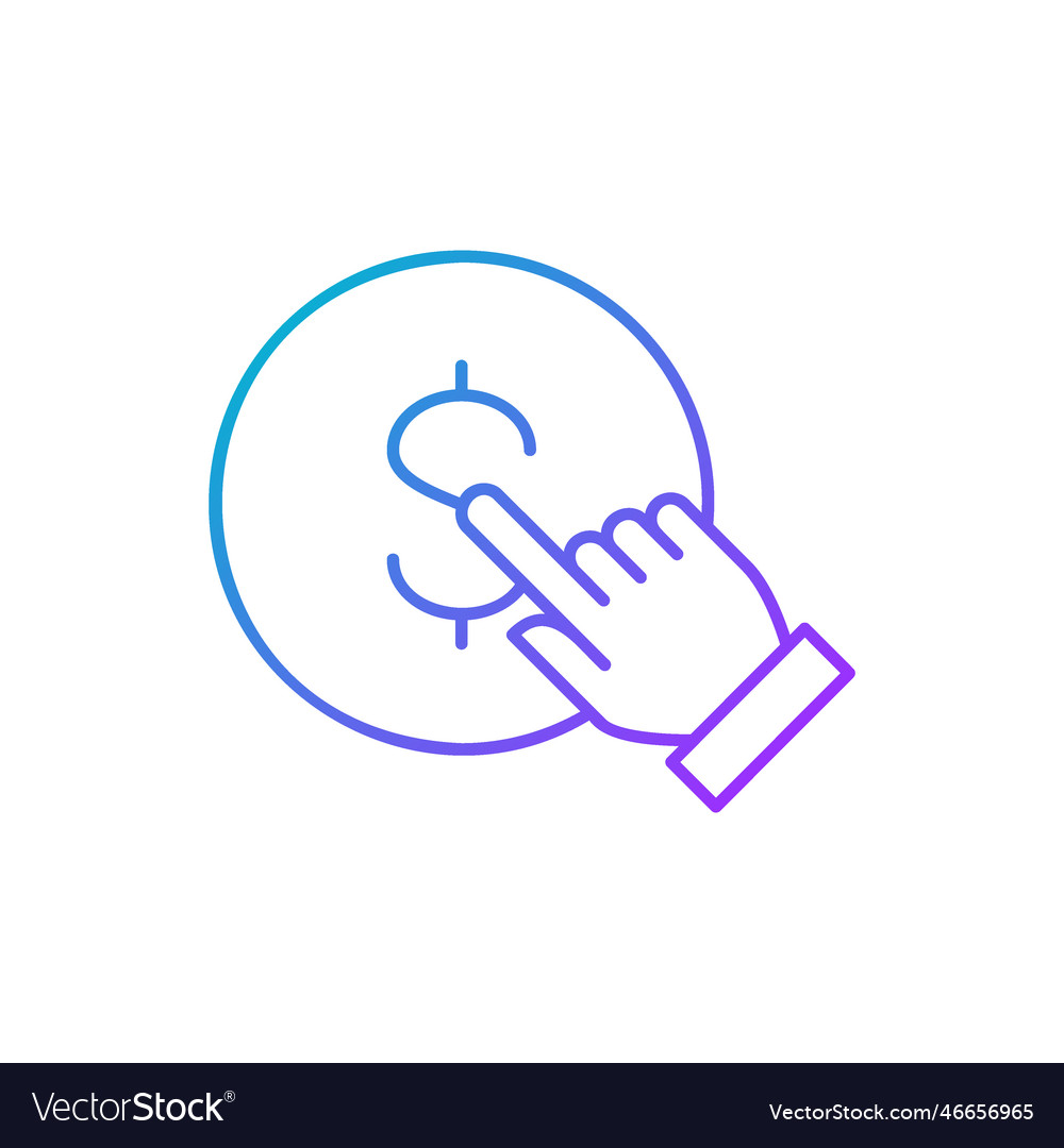 Finger click the coin button press touch vector image Finger click the coin button press touch