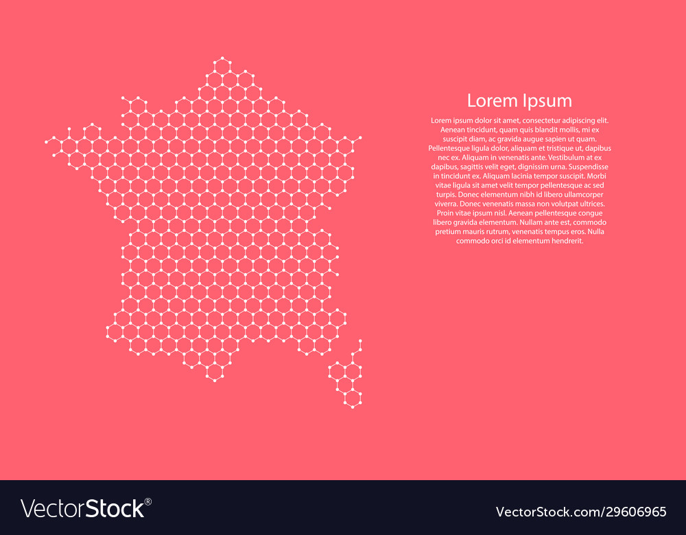 France map from futuristic hexagonal shapes vector image France map from futuristic hexagonal shapes