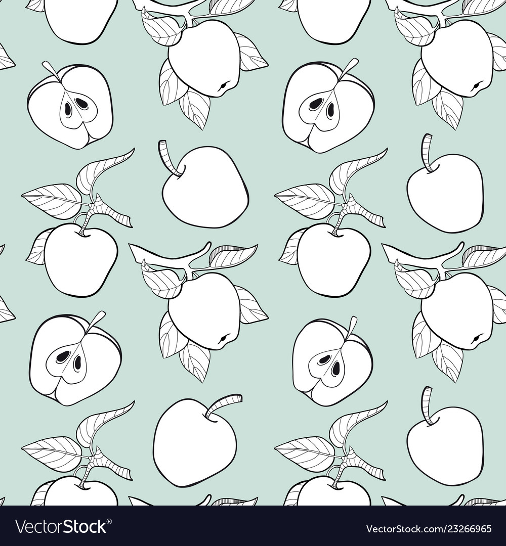 Line apple seamless pattern Vector Image Line apple seamless pattern