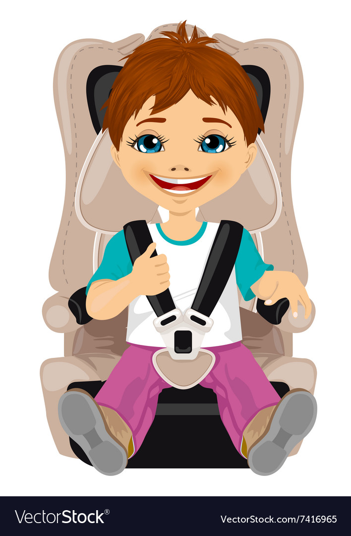 Little boy strapped to a car seat Royalty Free Vector Image