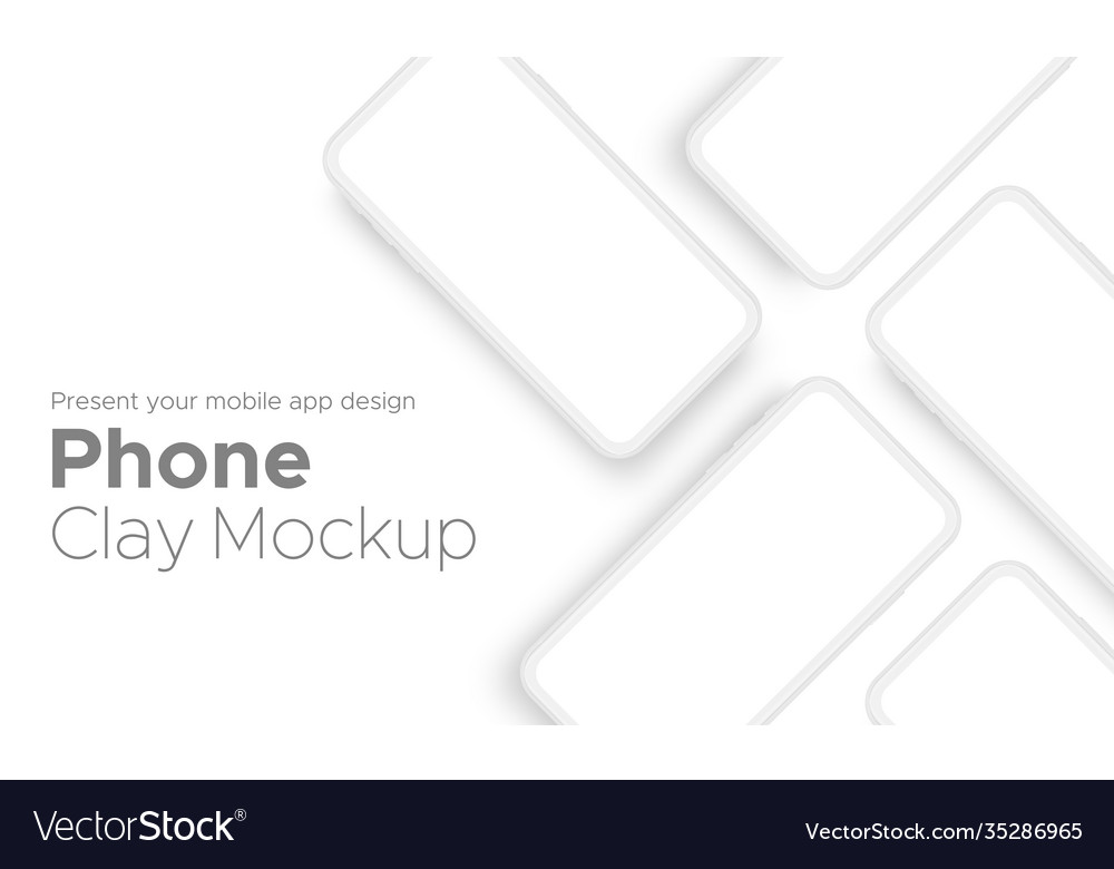 Download Mobile App Design Clay Phone Showcase Mockup Vector Image