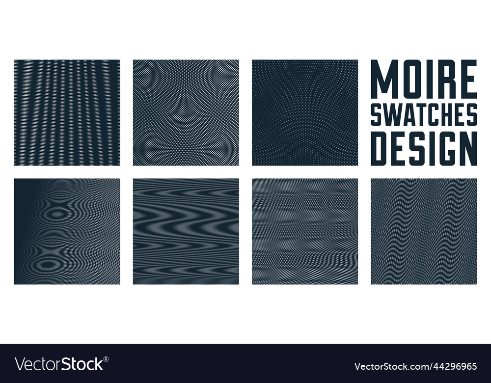 Moire abstract backgrounds set linear contrast vector image Moire abstract backgrounds set linear contrast