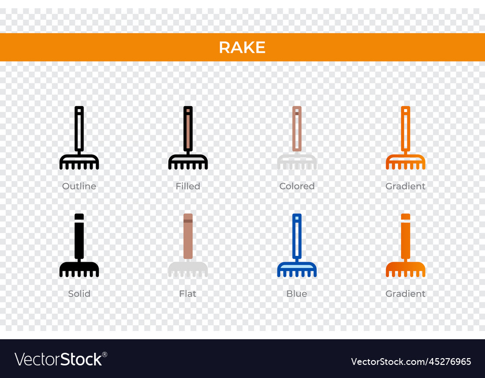 Rake icon in different style icons designed vector image Rake icon in different style icons designed