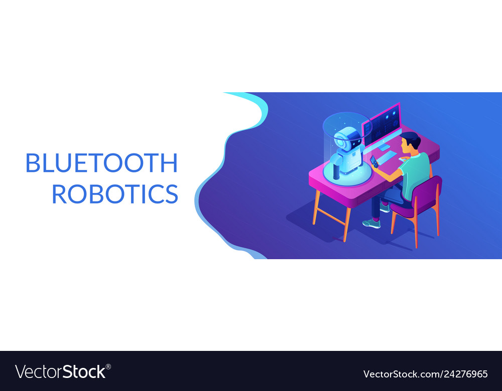 Robotics programming isometric 3d banner header