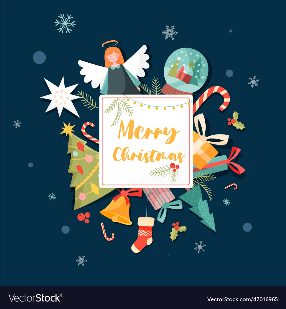 Scandinavian merry christmas vector image Scandinavian merry christmas