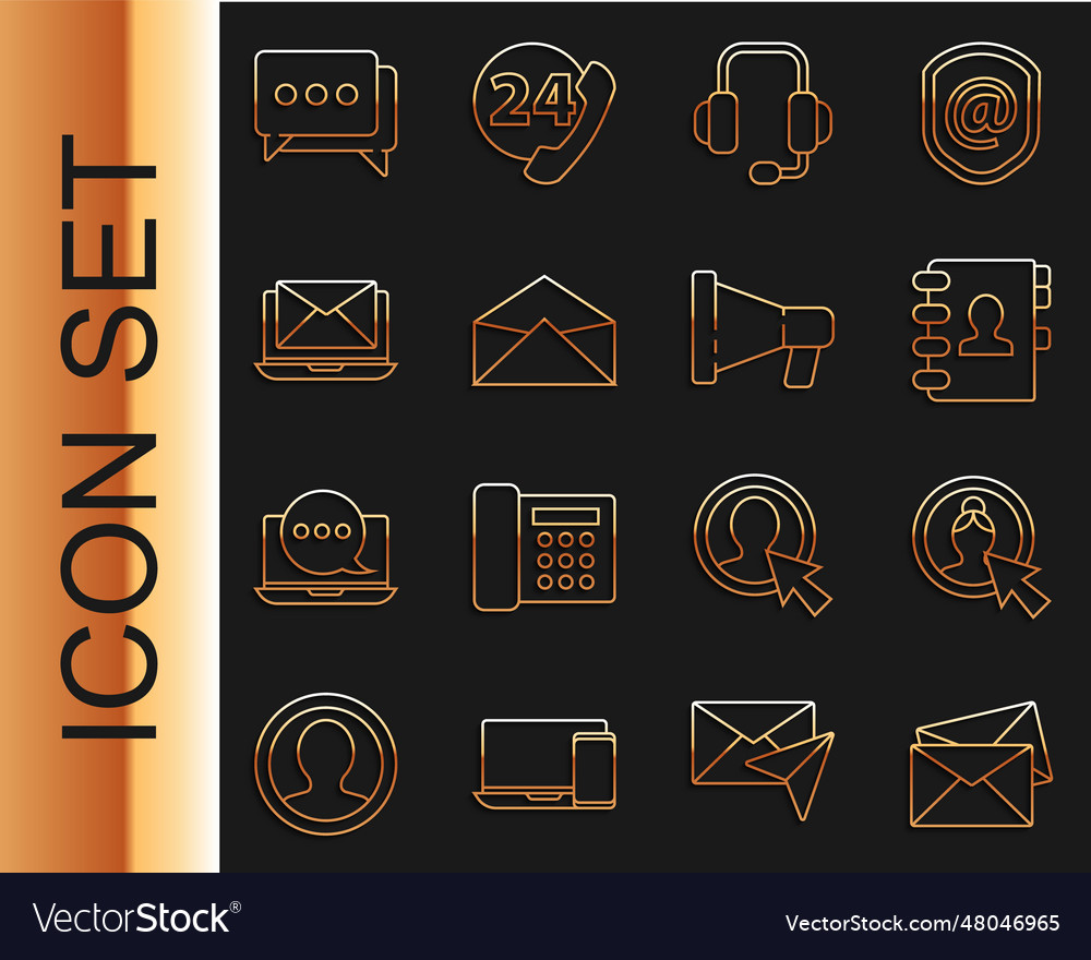 Set line envelope create account screen address vector image Set line envelope create account screen address
