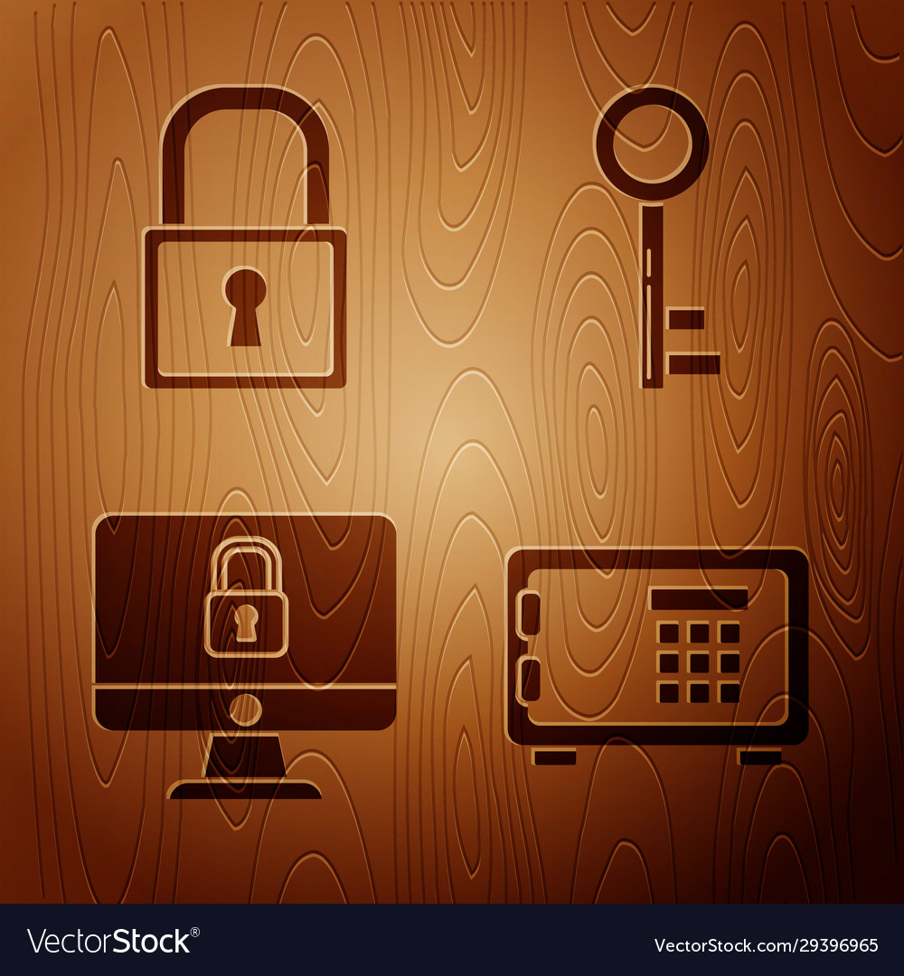 Set safe lock on computer monitor screen Vector Image Set safe lock on computer monitor screen