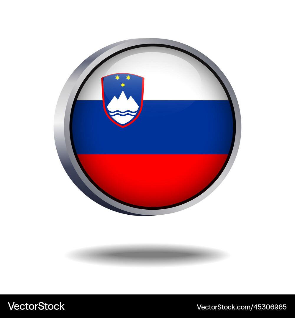 Slovenia flag button Royalty Free Vector Image
