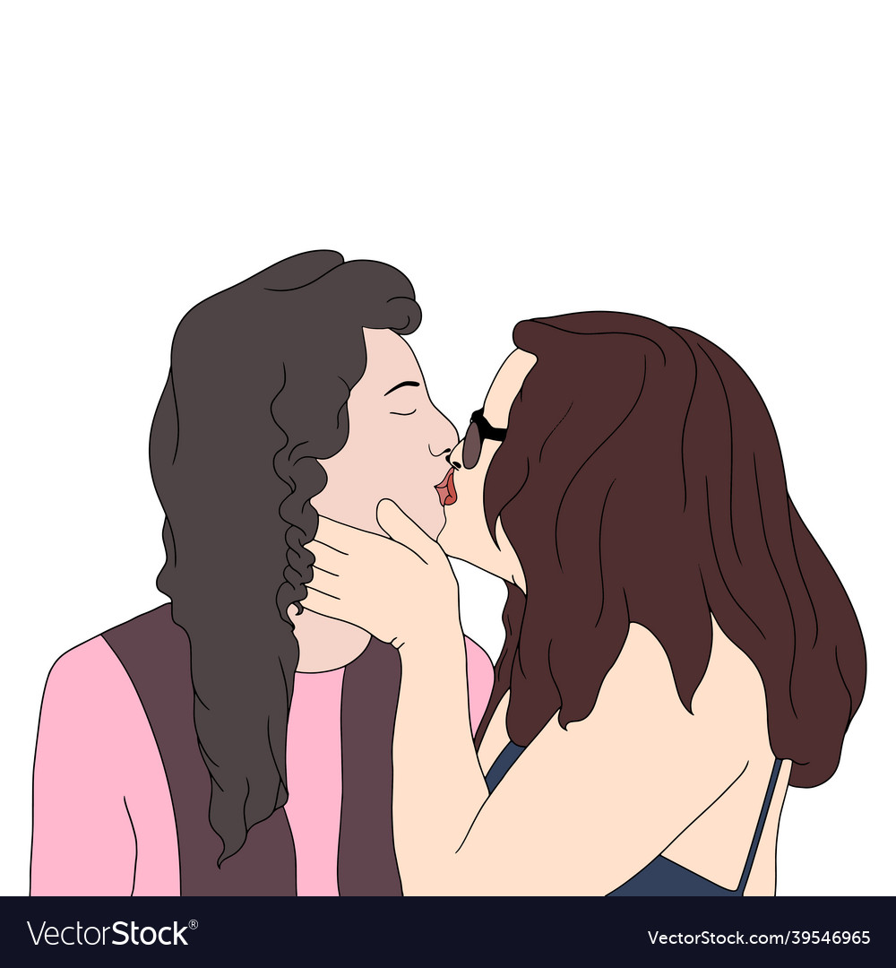 Two girls kissing each other happy moment