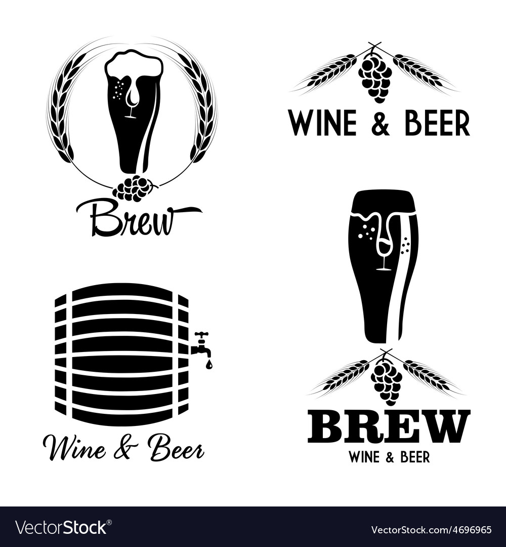 Wine and beer vintage labels set