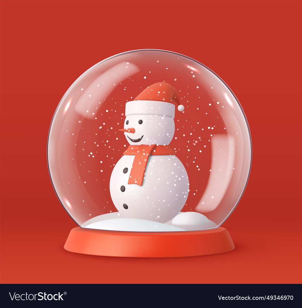 3d transparent snow globe with snowman Royalty Free Vector