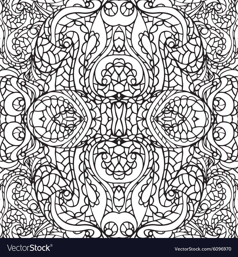 Abstract symmetry swirl ethnic seamless pattern