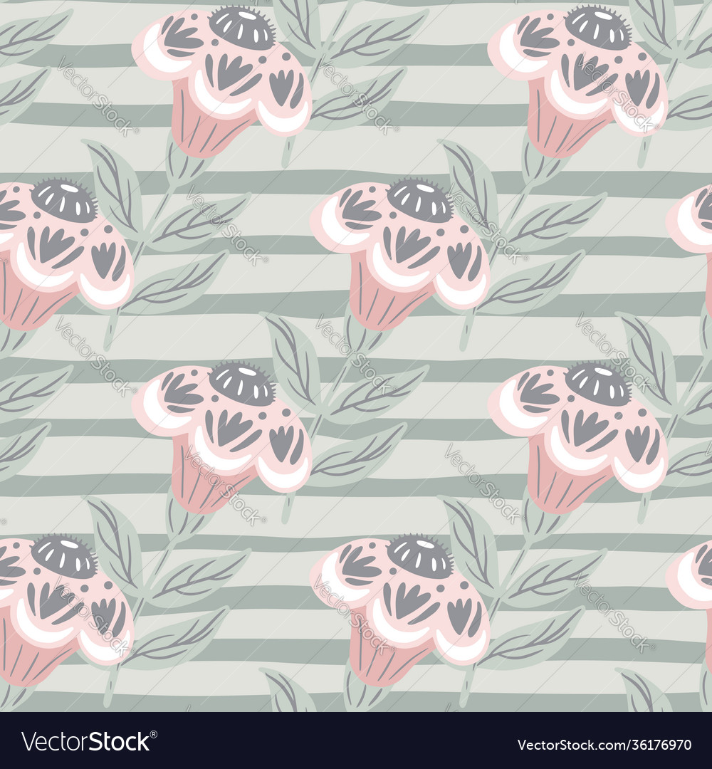 Bloom seamless pattern with hand drawn folk