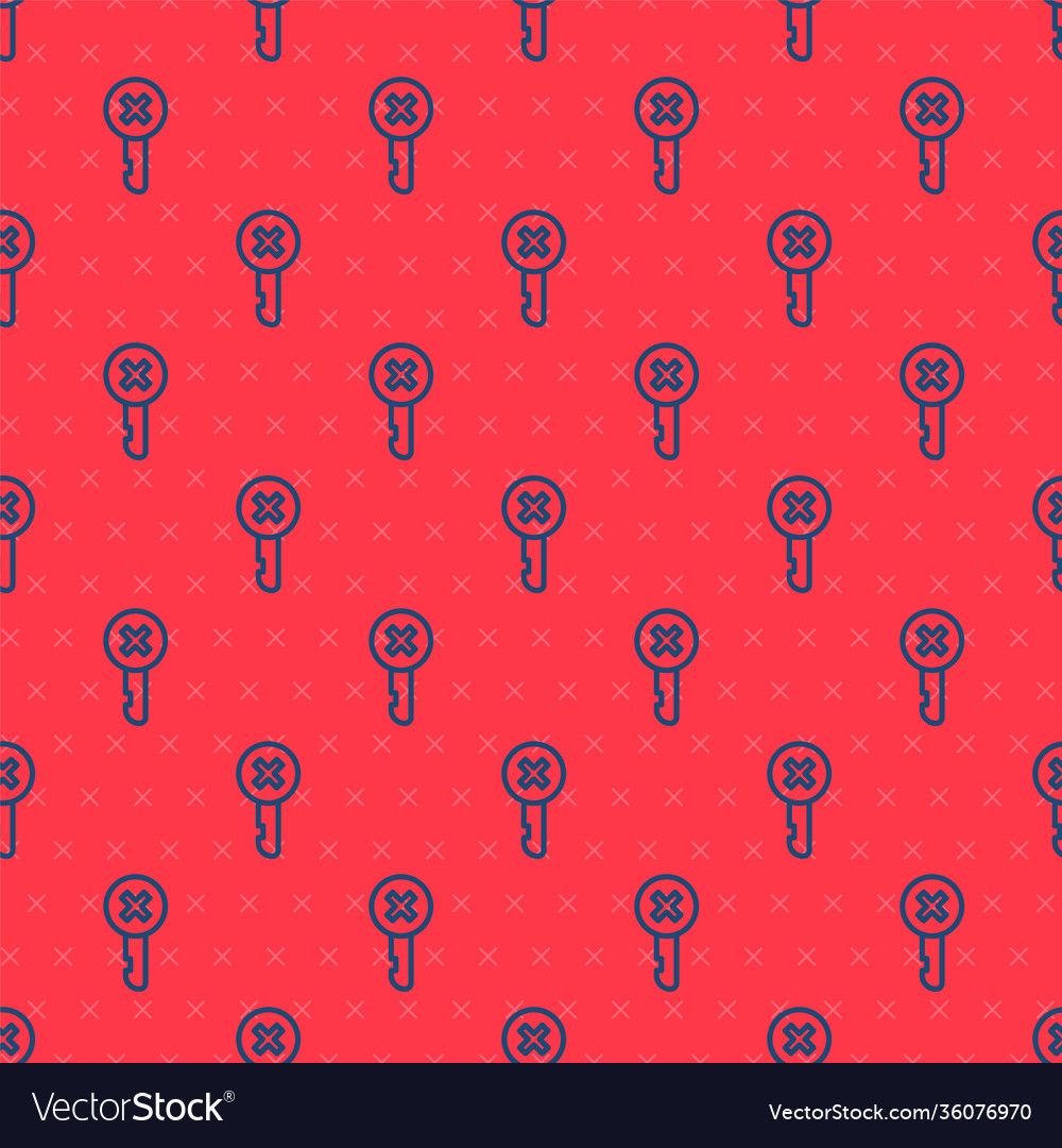 Blue line wrong key icon isolated seamless pattern vector image Blue line wrong key icon isolated seamless pattern