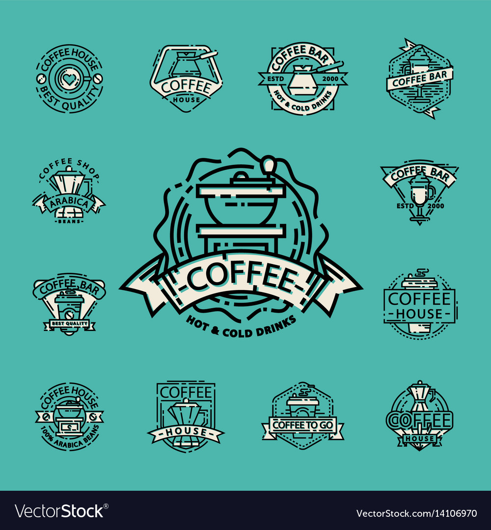 Coffee badge food thin line lettering Royalty Free Vector