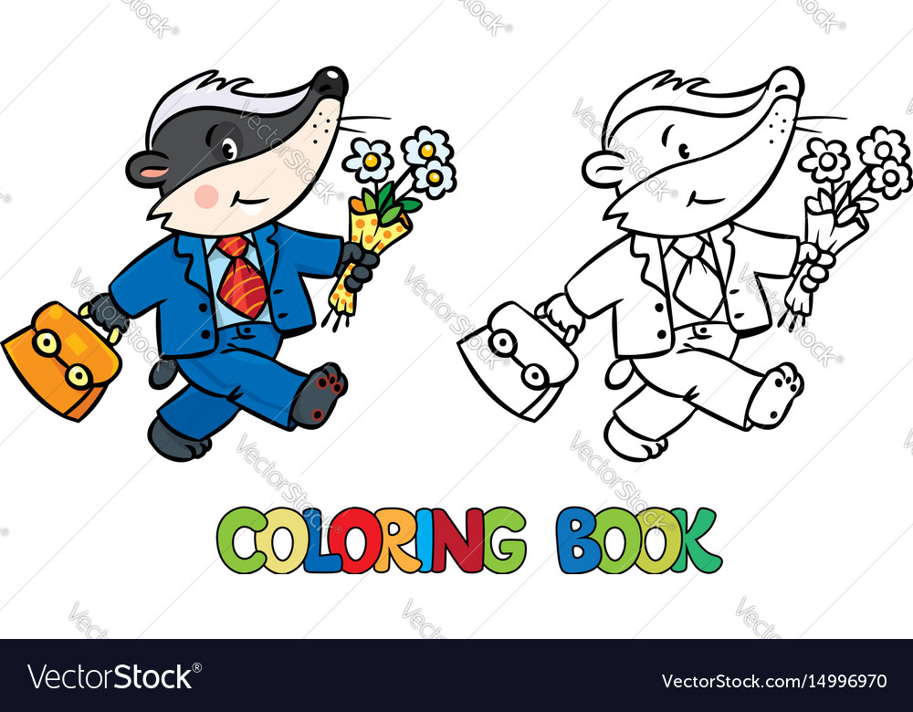 Coloring book of little funny badger