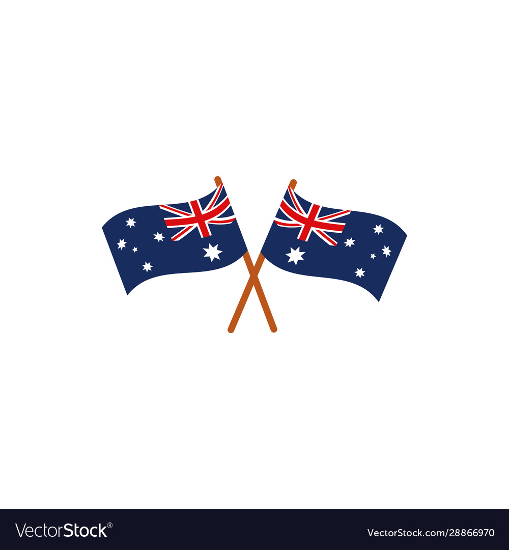 Crossed flags nation australia icon on white Vector Image