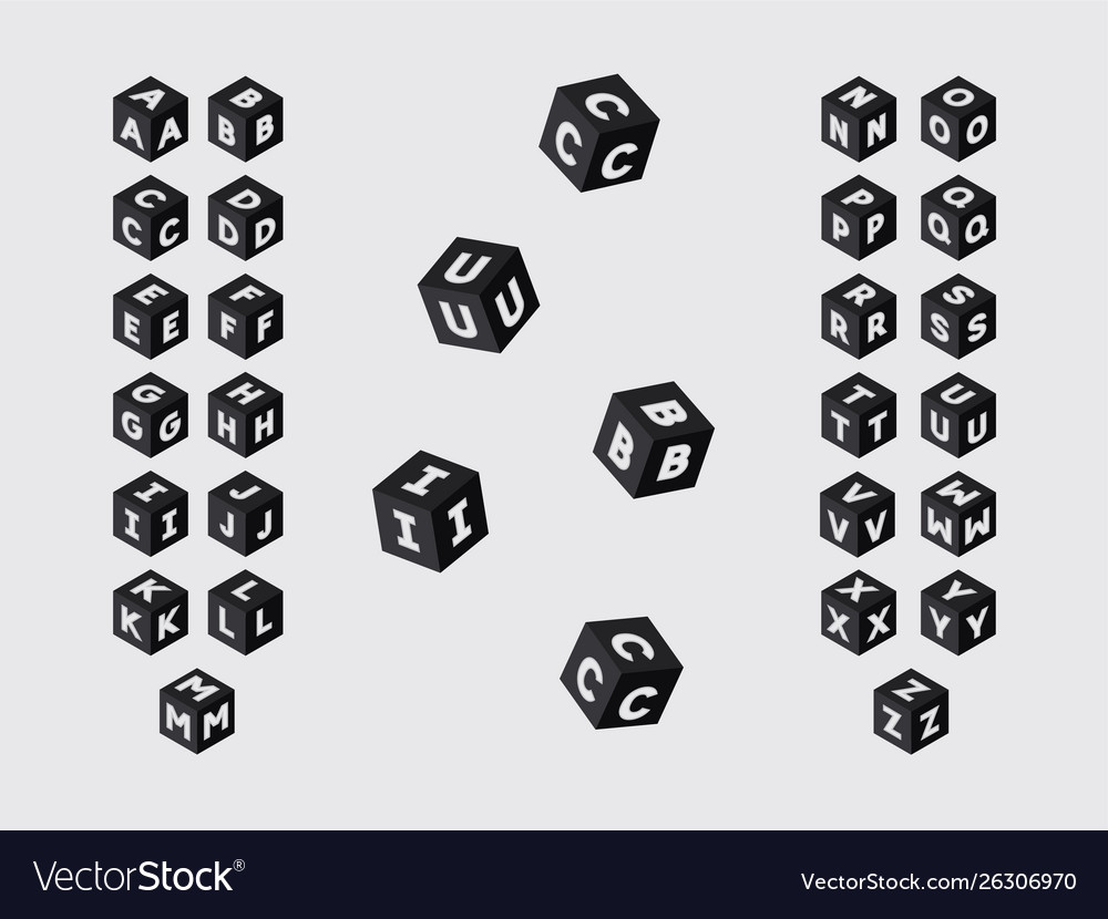 Cubic Font Alphabet Set