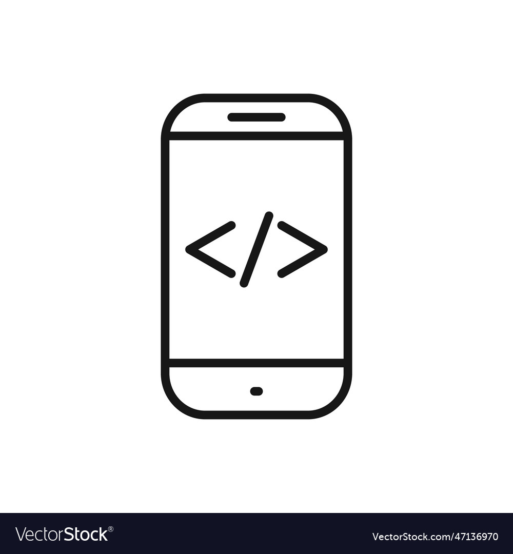 Editable icon of development code smartphone vector image Editable icon of development code smartphone
