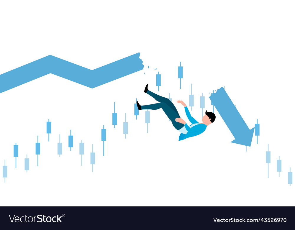 Man falling from graph business character Vector Image Man falling from graph business character