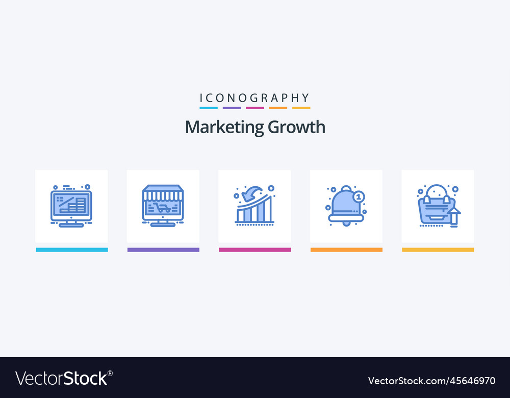 Marketing growth blue 5 icon pack including