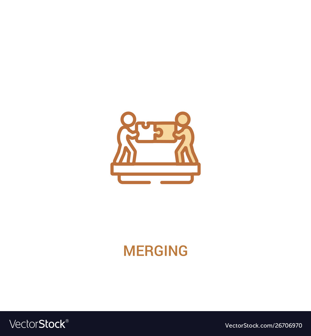 Merging concept 2 colored icon simple line Vector Image