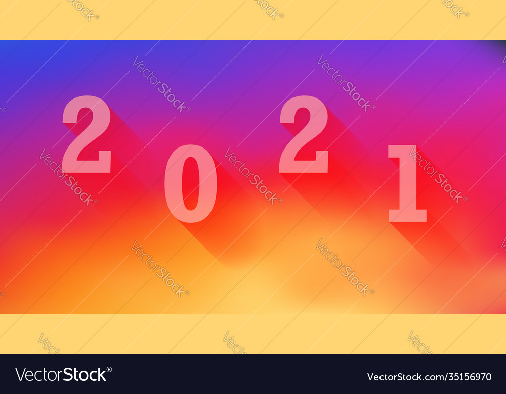 Numbers 2021 with long shadows flat style vector image Numbers 2021 with long shadows flat style