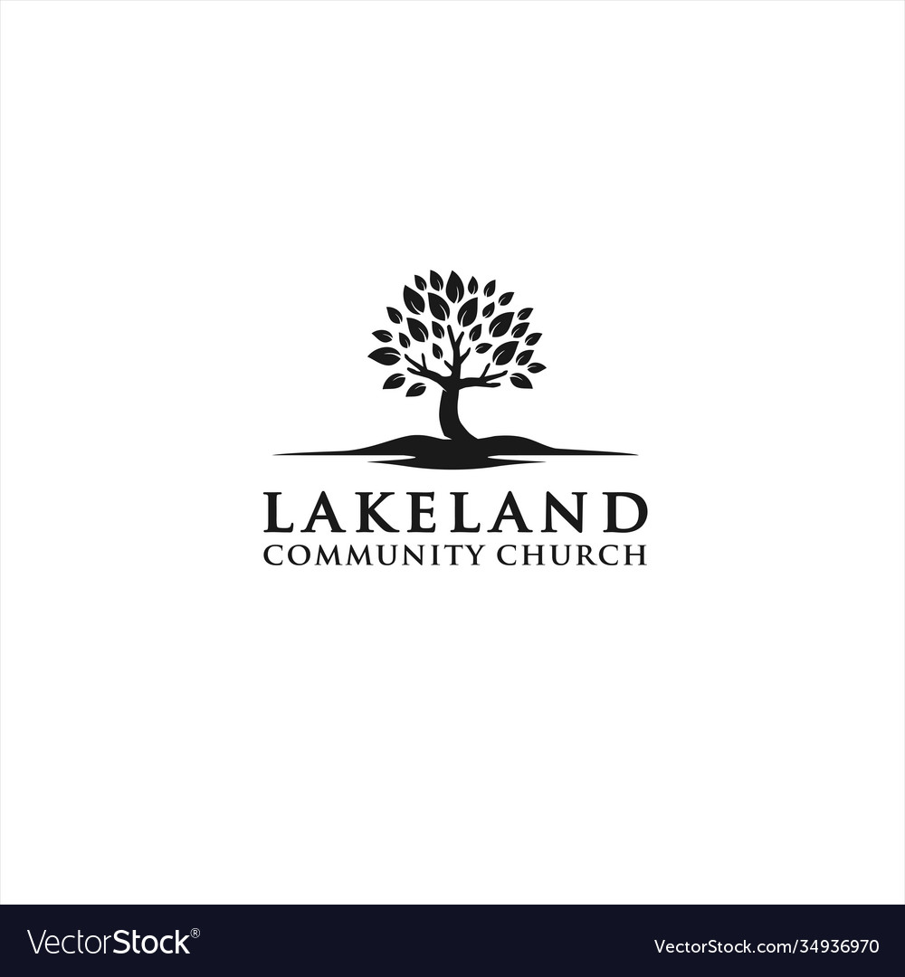 Oak tree cross logo design Royalty Free Vector Image