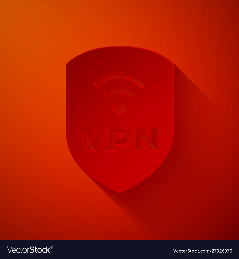 Paper cut shield with vpn and wifi wireless vector image Paper cut shield with vpn and wifi wireless