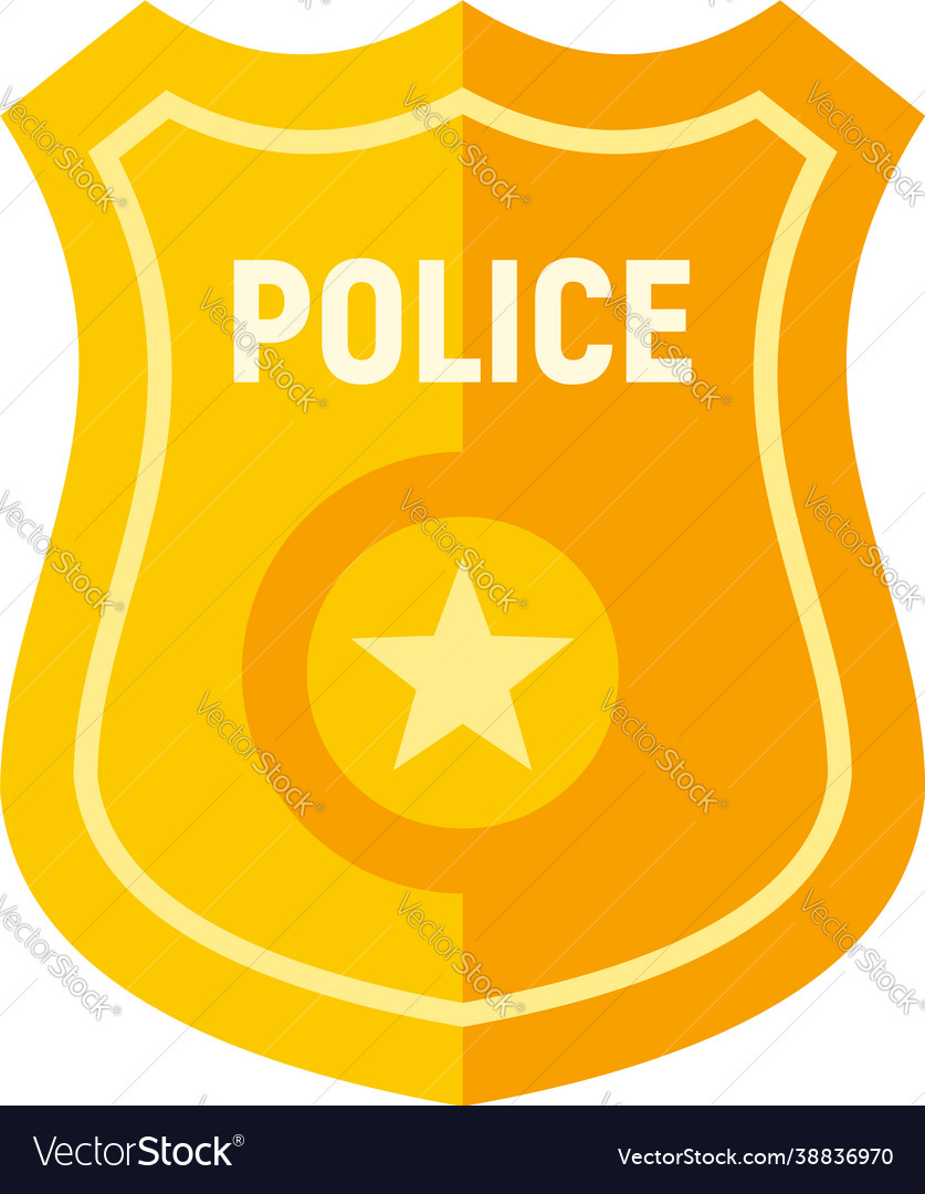 Police gold badge icon flat isolated Royalty Free Vector