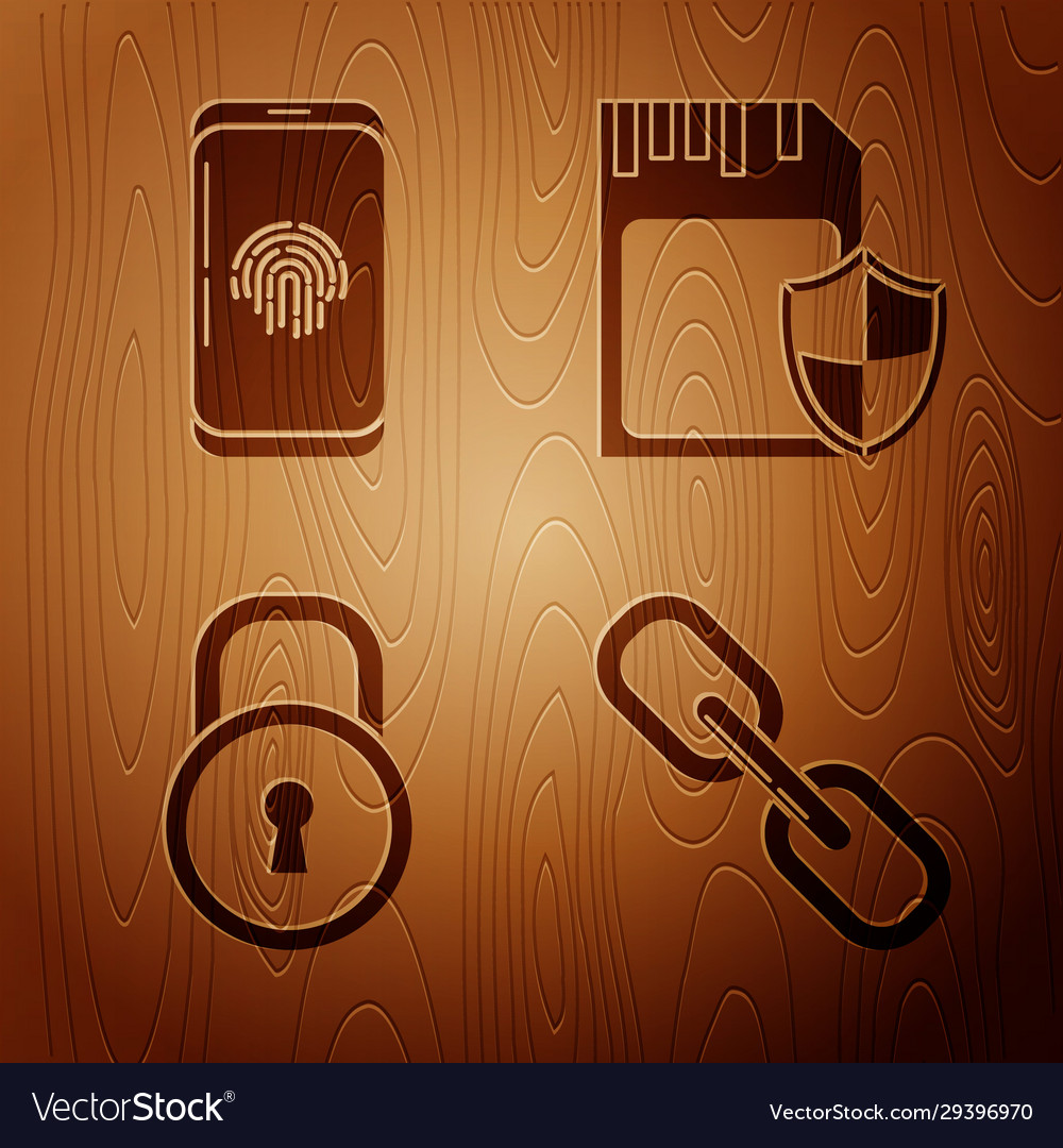 Set chain link smartphone with fingerprint vector image Set chain link smartphone with fingerprint
