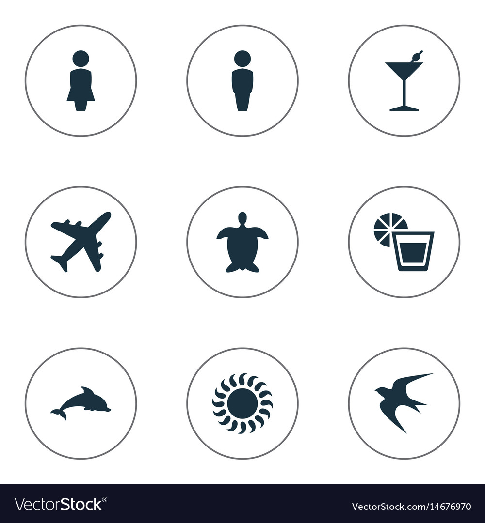 Set of simple seaside icons