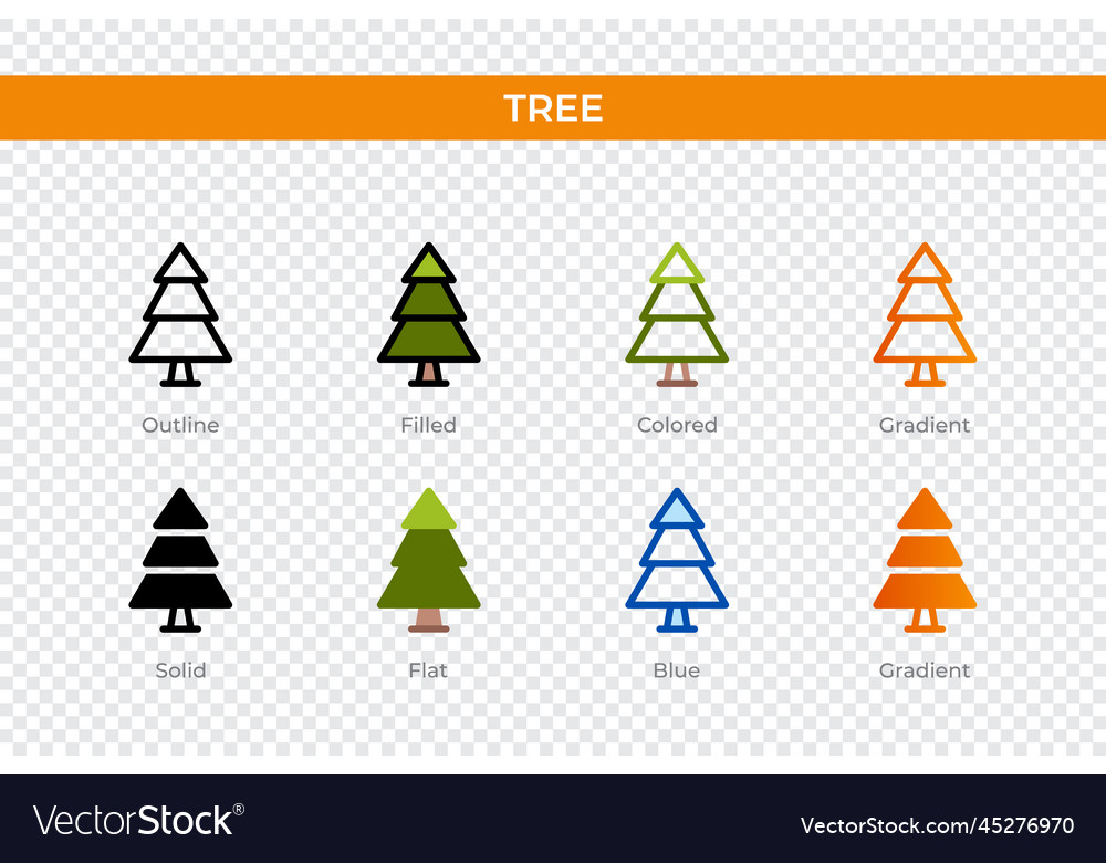 Tree icon in different style icons designed