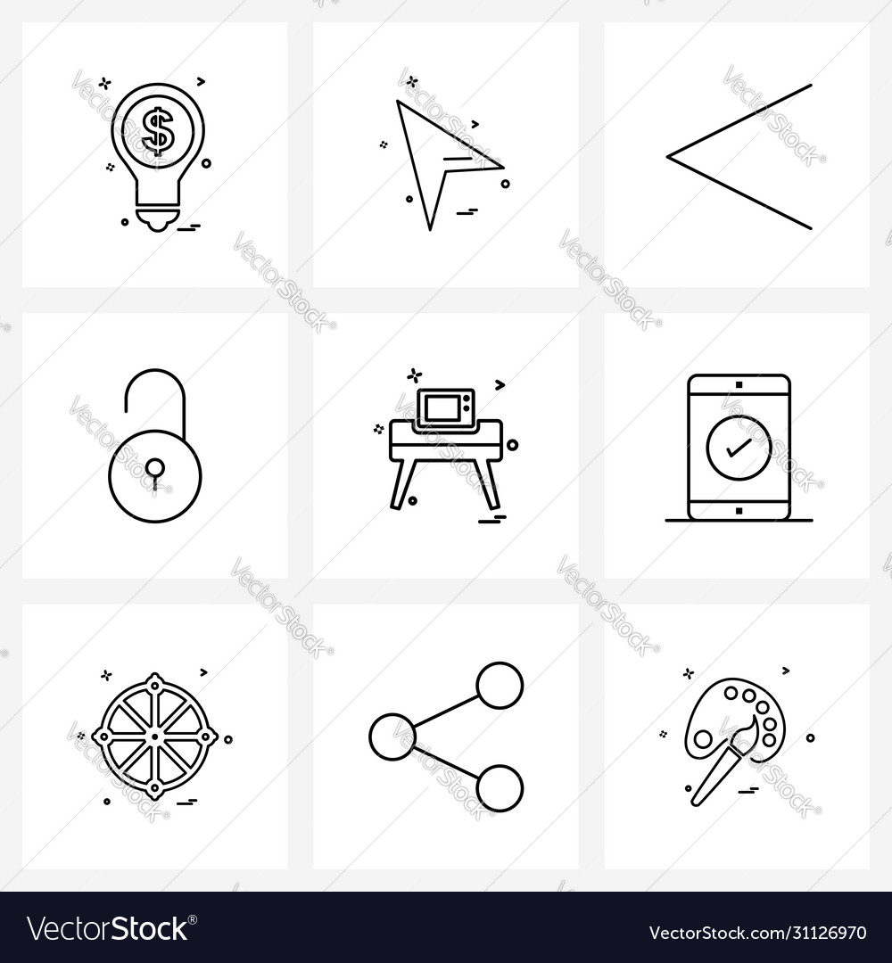Ui set 9 basic line icons screen protection