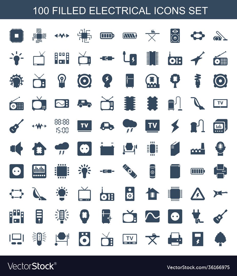 100 electrical icons