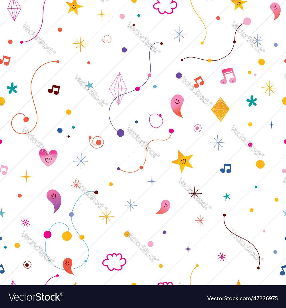 Art with little characters seamless pattern vector image Art with little characters seamless pattern