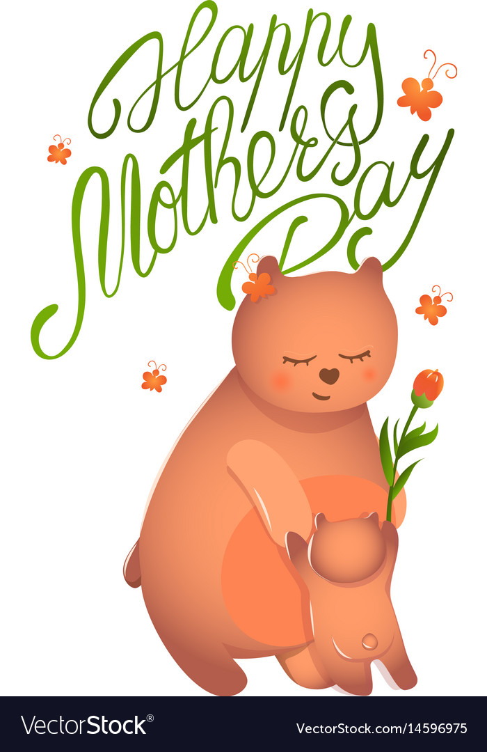 Bear mom with her cub Royalty Free Vector Image