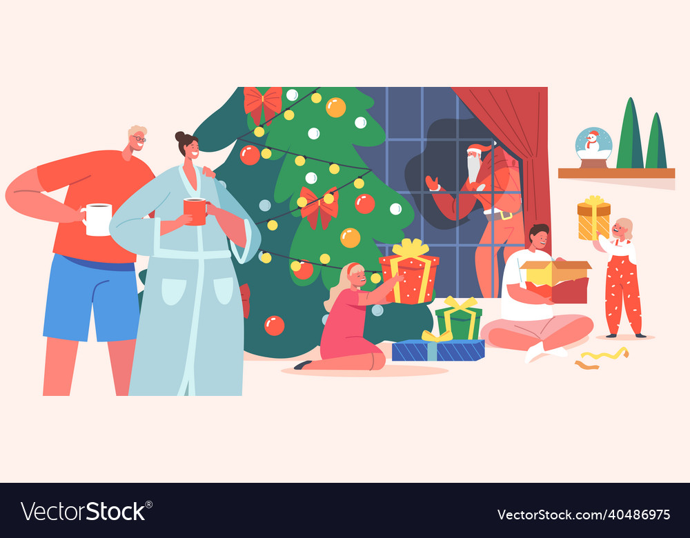 Big happy family celebration parents and kids Vector Image