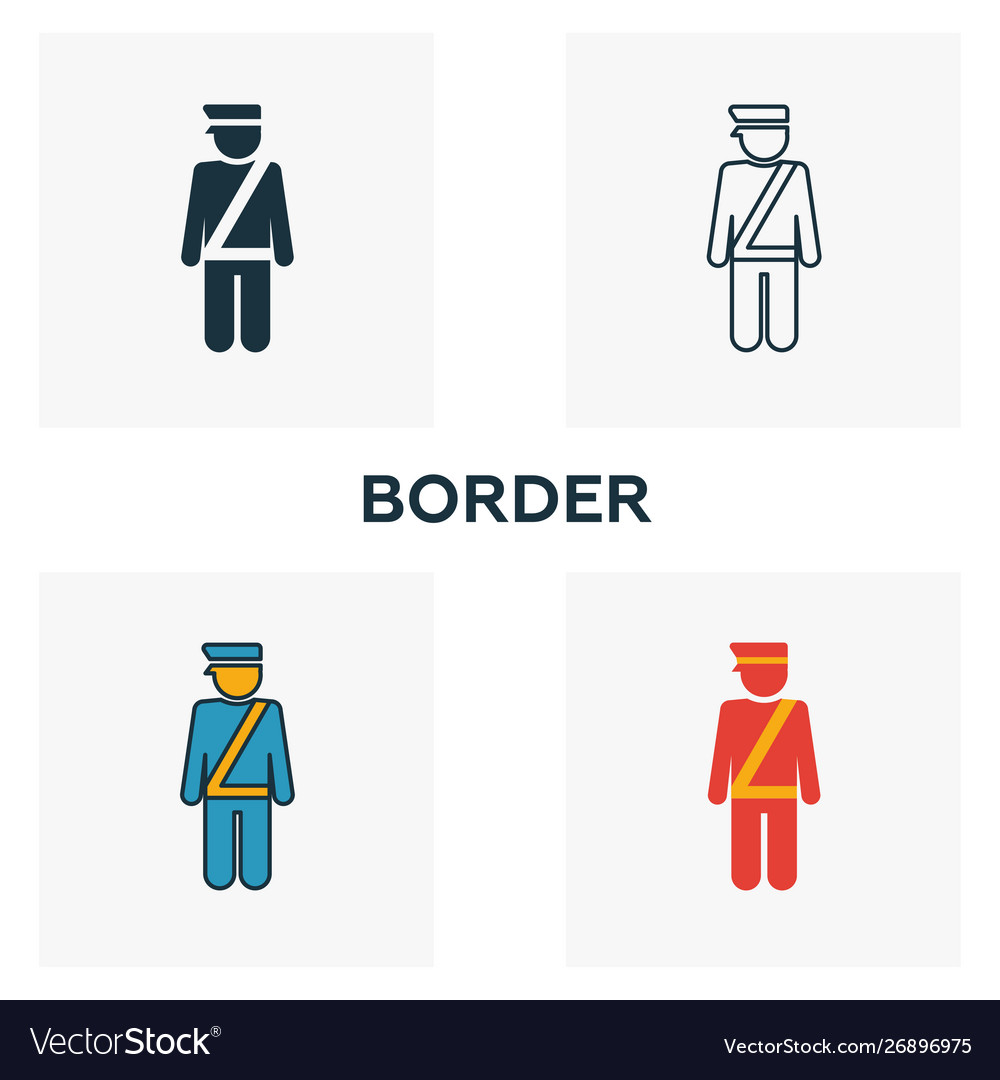 Border icon set four elements in different styles