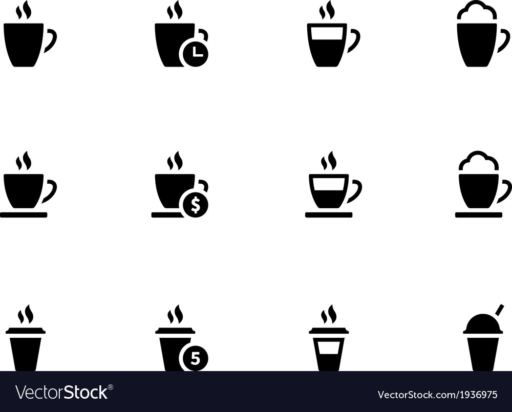 Coffee cup and tea mug icons on white background