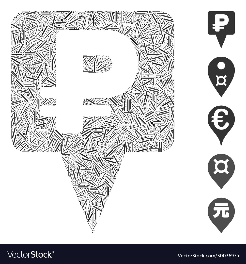 Dash collage rouble map pointer vector image Dash collage rouble map pointer
