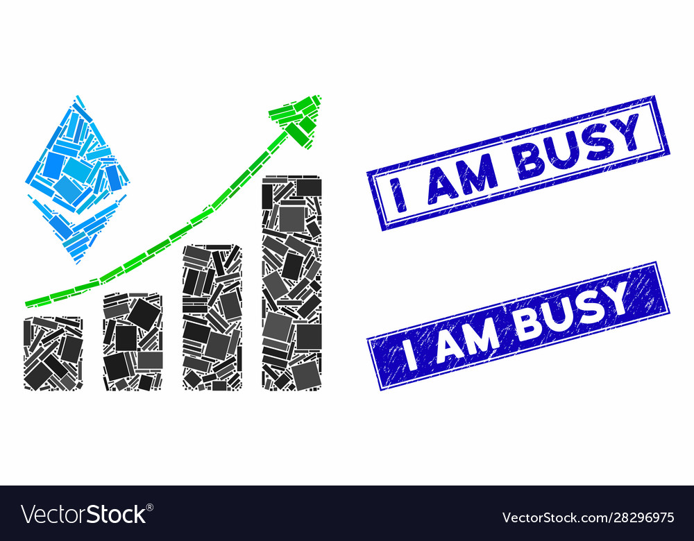 Ethereum growth trend mosaic and grunge rectangle